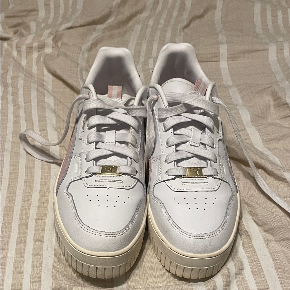 Puma White and Pink Women's Sneakers